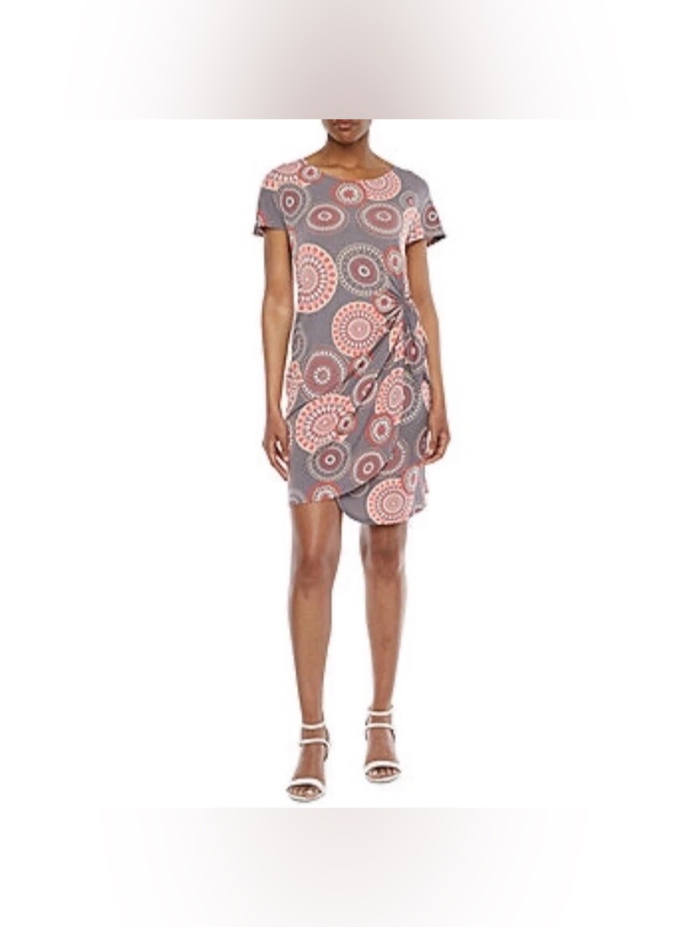 Robbie Bee Dress Size PS Wrap Style Short Sleeve Knee Length Stretch Fabric
